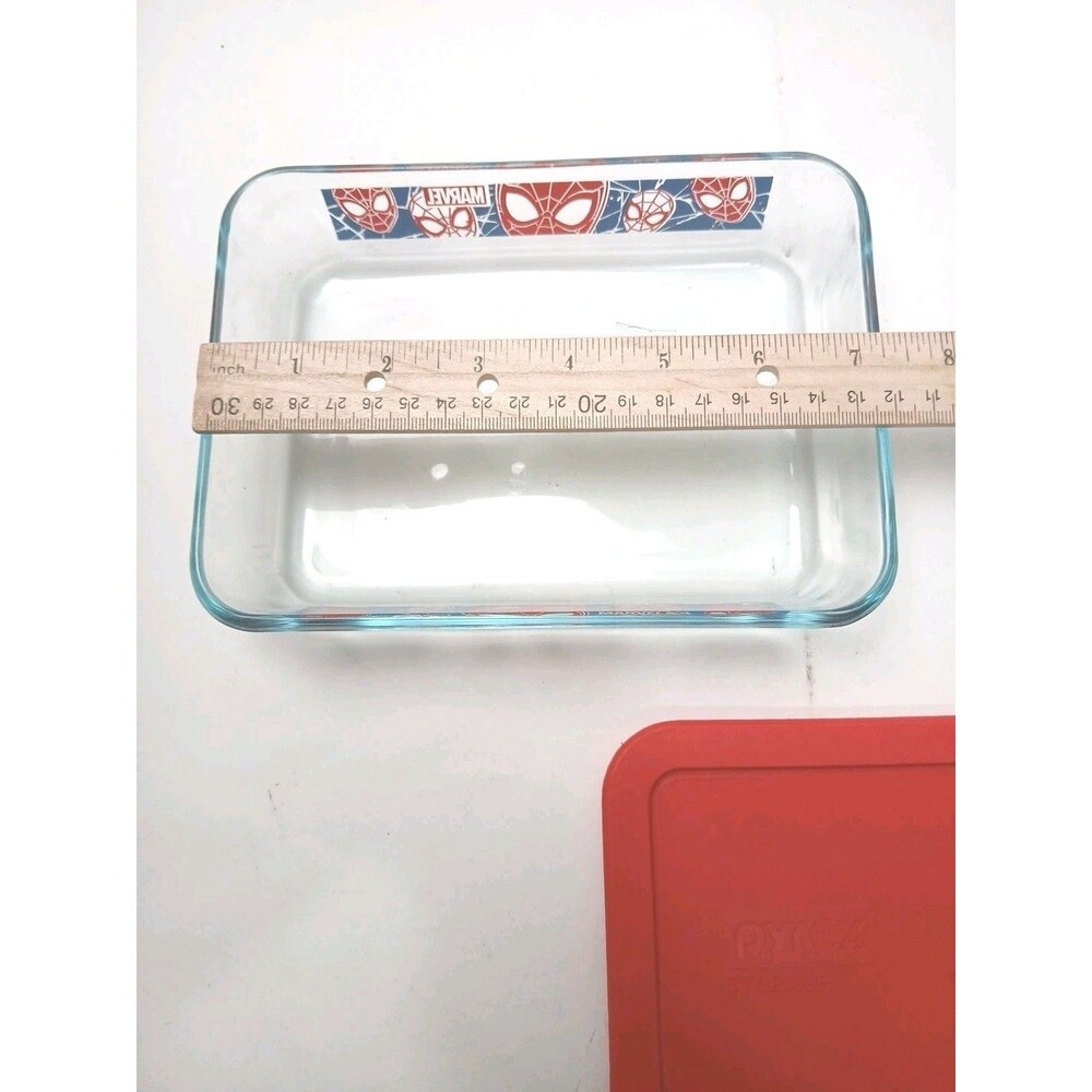 Pyrex Marvel Spiderman Storage Container Rectangular With Red Lid - Picture 2 of 5